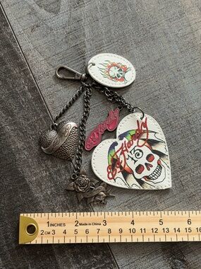 Ed Hardy by Christian Audigier Multi-Charm Bag Charm / Keychain – Y2K NWT